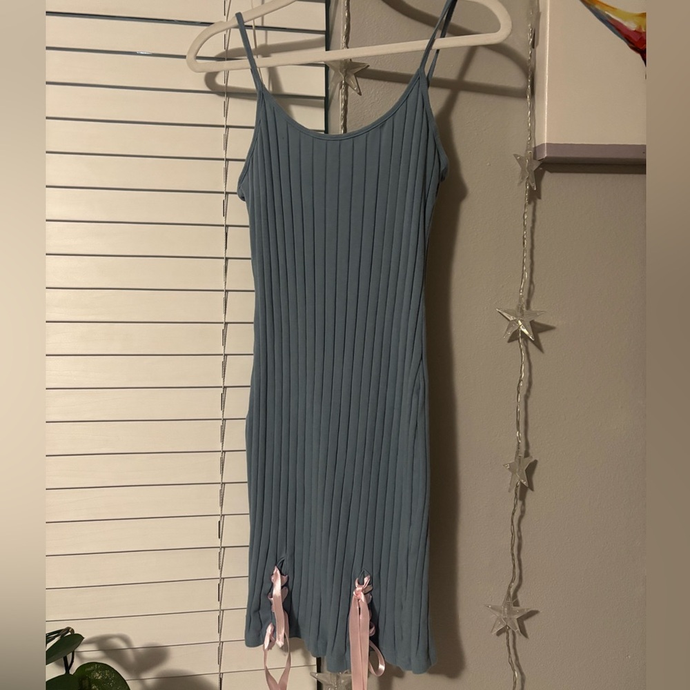 SHEIN Blue Ribbed Mini Dress